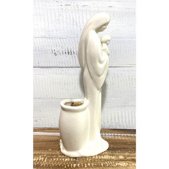 Vintage 1950s Haeger Pottery Ivory Madonna Virgin Mary Baby Jesus Planter #3264 - Picture 7 of 11